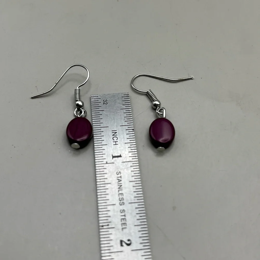 Elegant Silver Necklace and Earring Set with Purple and Pink Accents